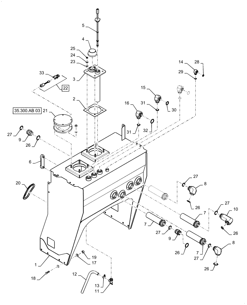 Схема запчастей Case IH PATRIOT 4440 - (35.300.AQ[01]) - HYDRAULIC OIL RESERVOIR, BSN YGT044001 (35) - HYDRAULIC SYSTEMS