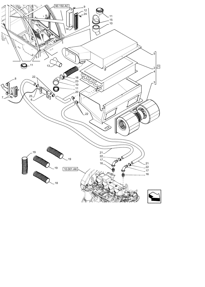 Схема запчастей Case IH FARMLIFT 525 - (55.050.AQ) - VAR - 749719 - HEATER, BLOWER (55) - ELECTRICAL SYSTEMS