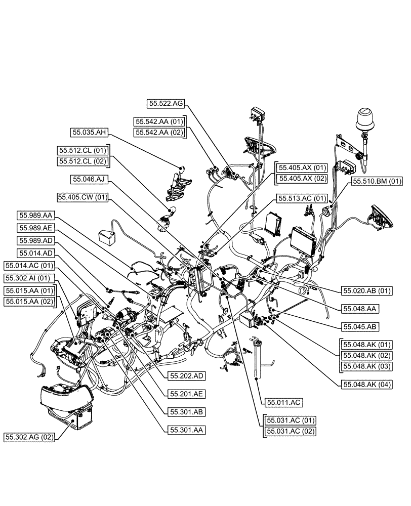 Схема запчастей Case IH FARMALL 115C - (00.000.55[02]) - PICTORIAL INDEX - ELECTRICAL SYSTEMS (00) - GENERAL & PICTORIAL INDEX