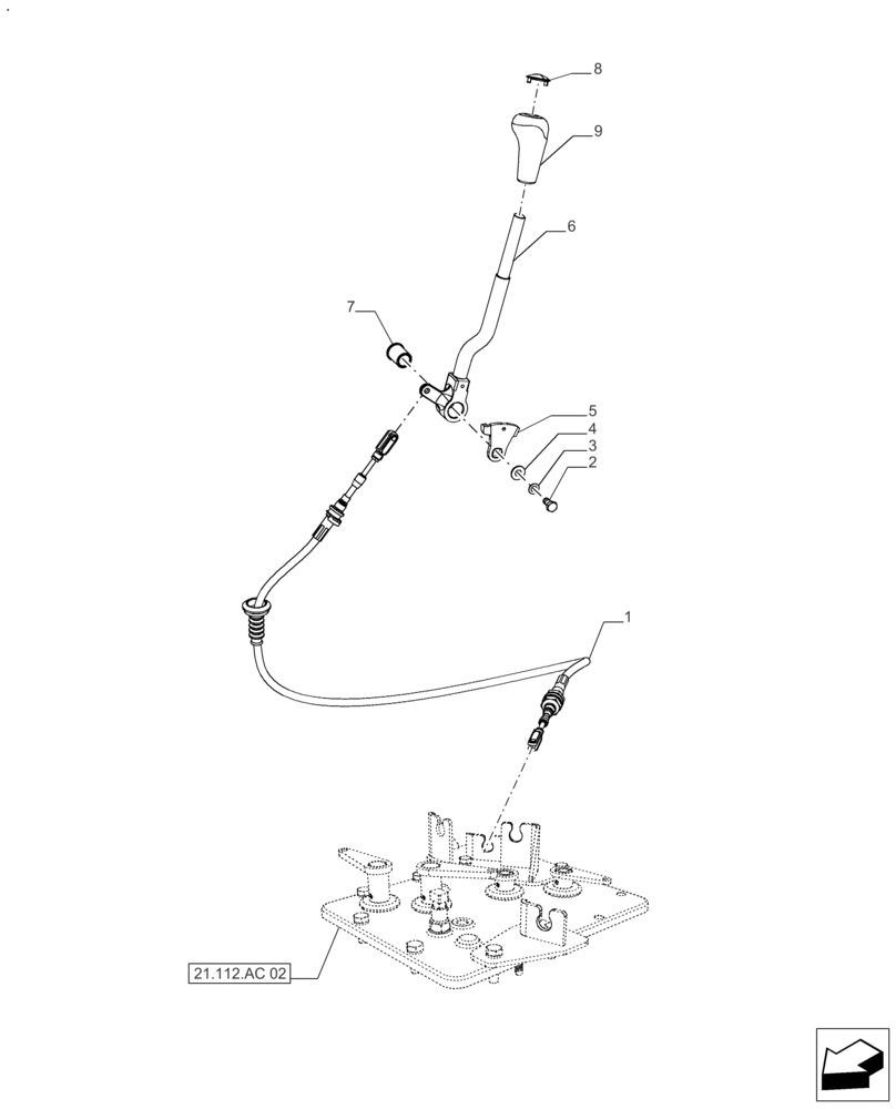 Схема запчастей Case IH FARMALL 140A - (90.160.BL[04]) - VAR - 390340, 330059, 330061 - LEVER HI-LOW (90) - PLATFORM, CAB, BODYWORK AND DECALS