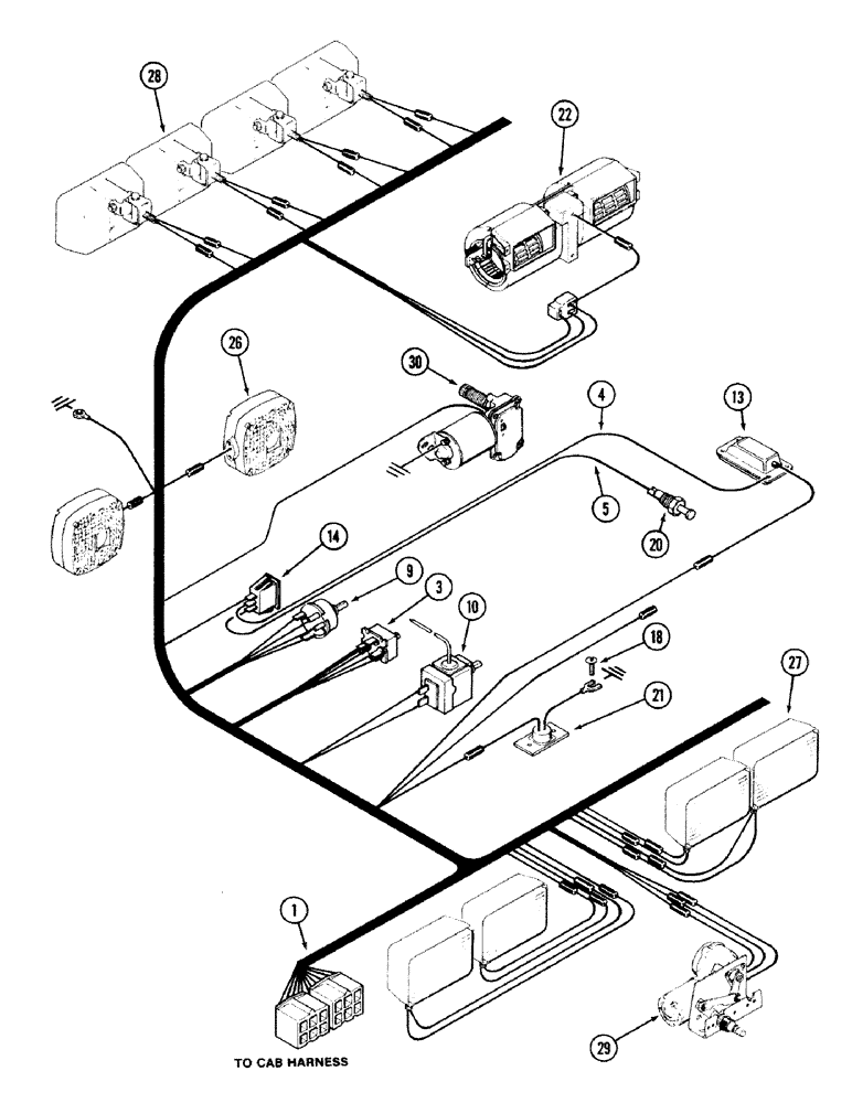 Схема запчастей Case IH 2594 - (4-18) - CAB HEADLINER WIRING (04) - ELECTRICAL SYSTEMS