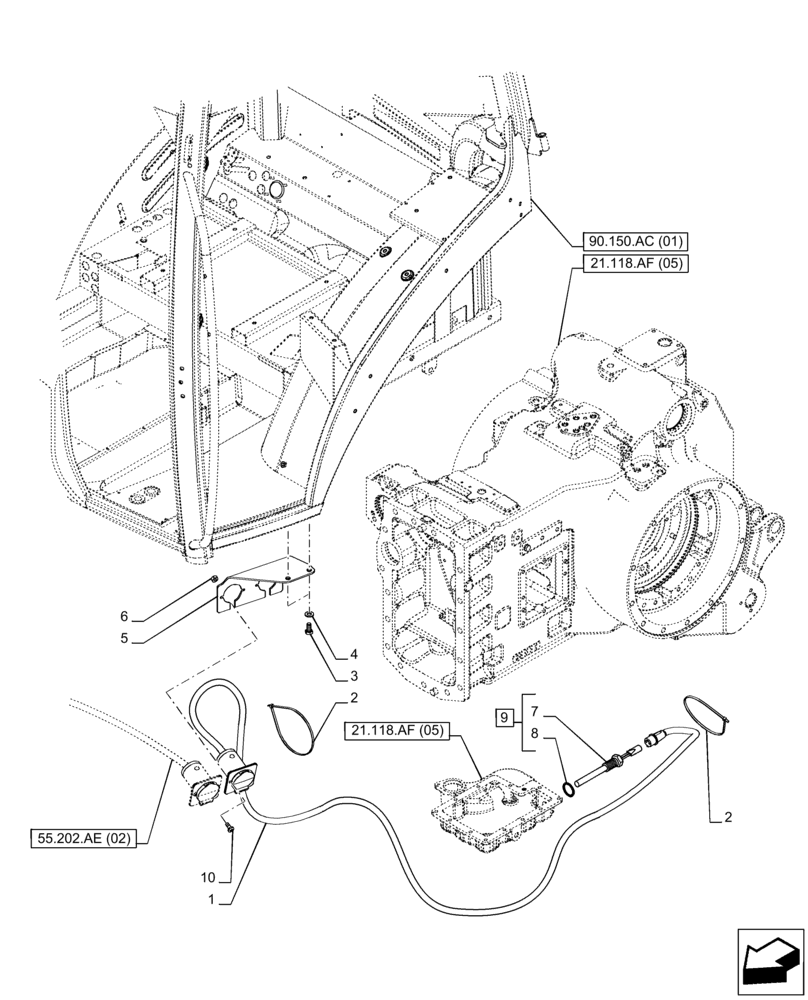 Схема запчастей Case IH PUMA 220 CVT - (21.118.AJ[03]) - VAR - 758008 - TRANSMISSION OIL, HEATER (240V) (21) - TRANSMISSION