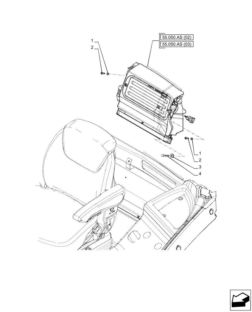 Схема запчастей Case IH PUMA 150 - (55.050.AS[01]) - VAR - 391176, 758255, 758256, 758257, 758258, 758259, 758260, 758261, 758262, 758263, 758264, 758265 - BLOWER, MOUNTING PARTS (55) - ELECTRICAL SYSTEMS