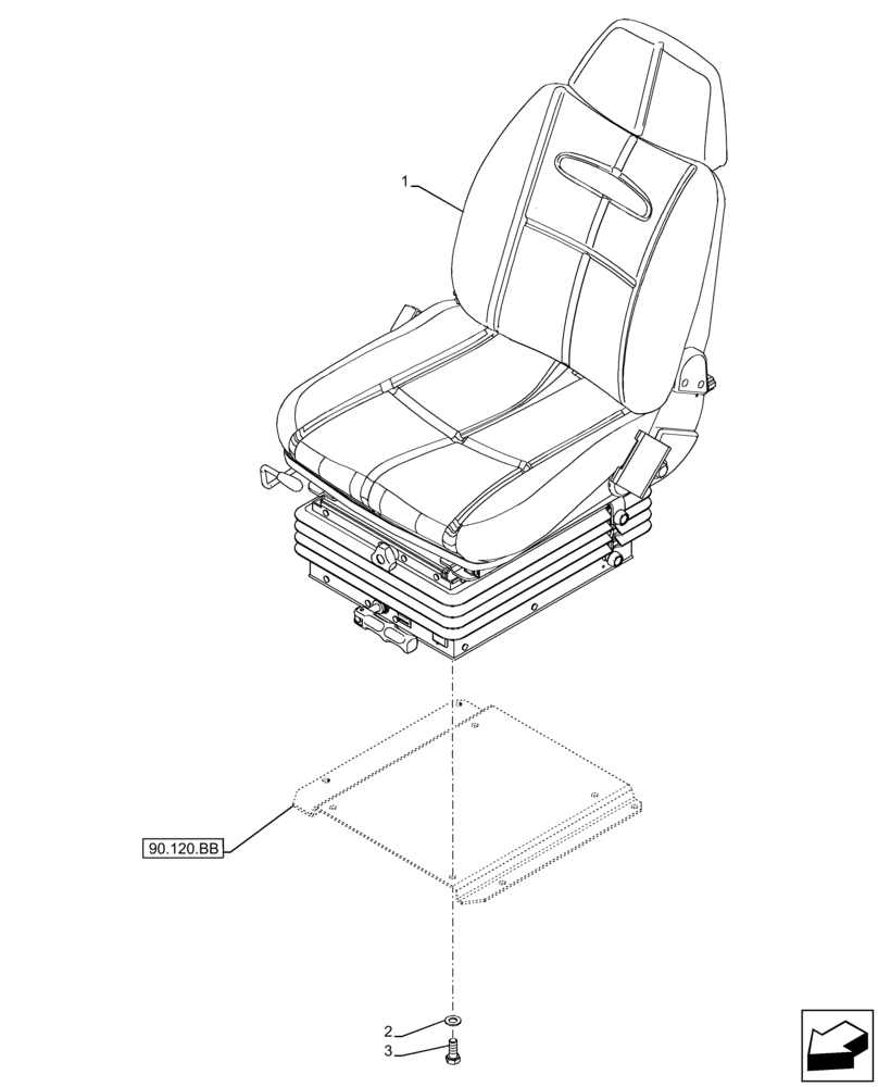 Схема запчастей Case IH FARMLIFT 735 - (90.120.AD) - VAR - 749372 - SEAT, MECHANICAL SUSPENSION (90) - PLATFORM, CAB, BODYWORK AND DECALS