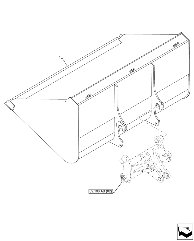 Схема запчастей Case IH FARMLIFT 935 - (84.100.AB [08]) - BUCKET (2450MM, 3060L) (84) - BOOMS, DIPPERS & BUCKETS