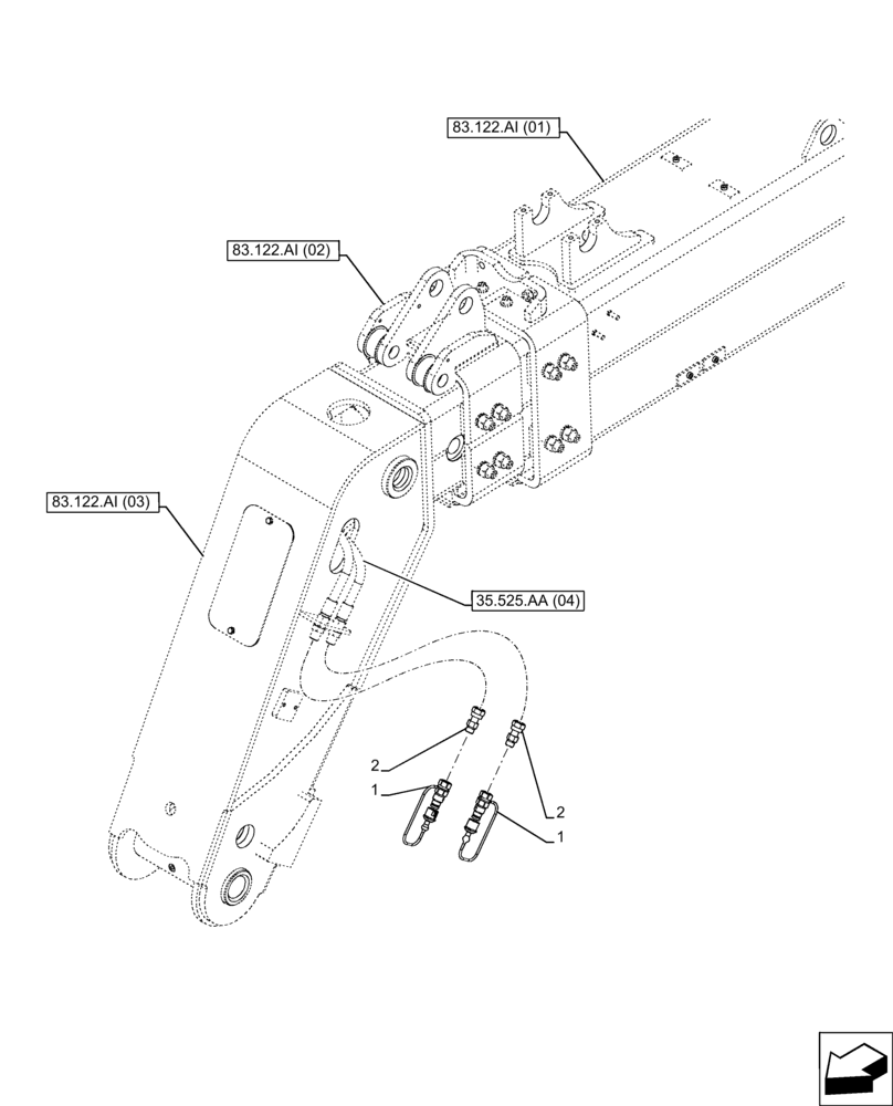 Схема запчастей Case IH FARMLIFT 935 - (35.525.AA[14]) - VAR - 749396, 749727, 749728 - QUICKQUICK COUPLER (9M) (35) - HYDRAULIC SYSTEMS