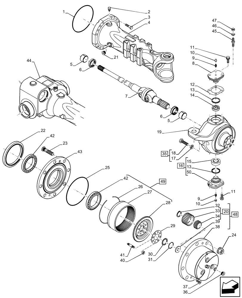 Схема запчастей Case IH FARMLIFT 525 - (27.124.AG) - REAR AXLE, STEERING KNUCKLE (27) - REAR AXLE SYSTEM