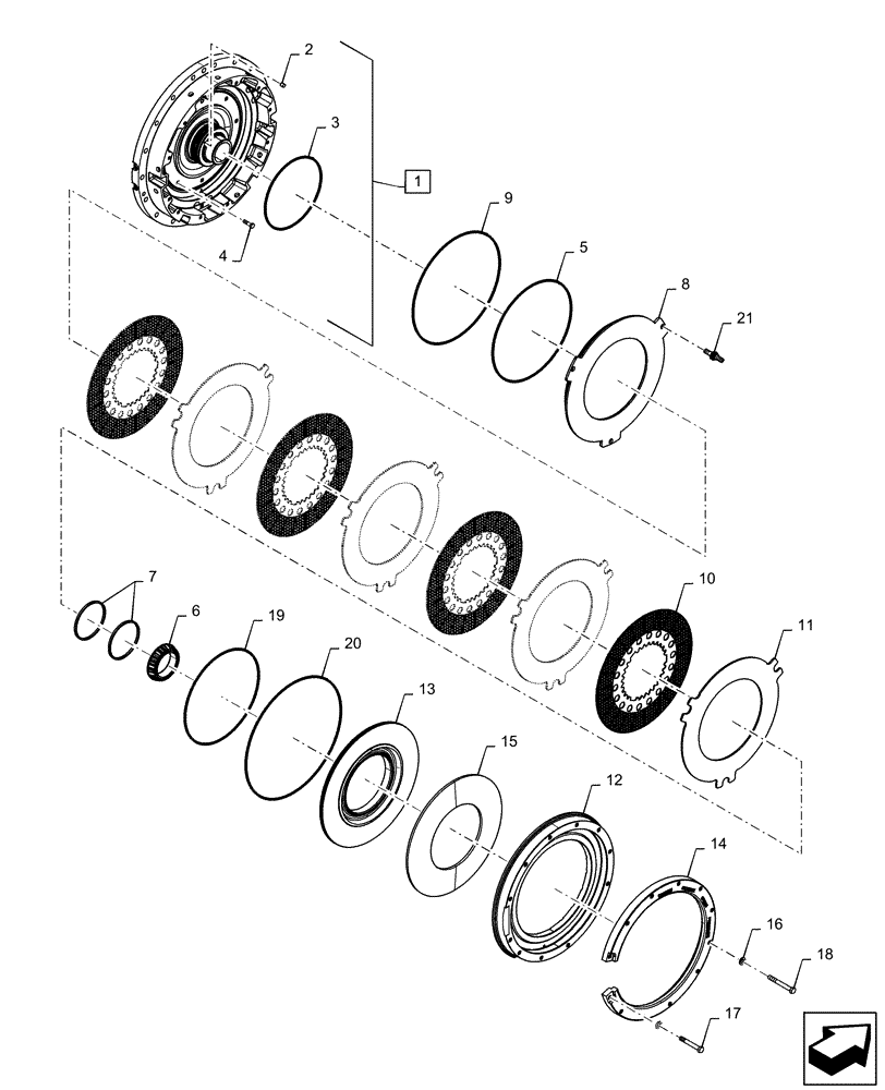 Схема запчастей Case IH QUADTRAC 470 - (25.102.AD[05]) - FRONT AXLE BRAKE ASSY. (25) - FRONT AXLE SYSTEM