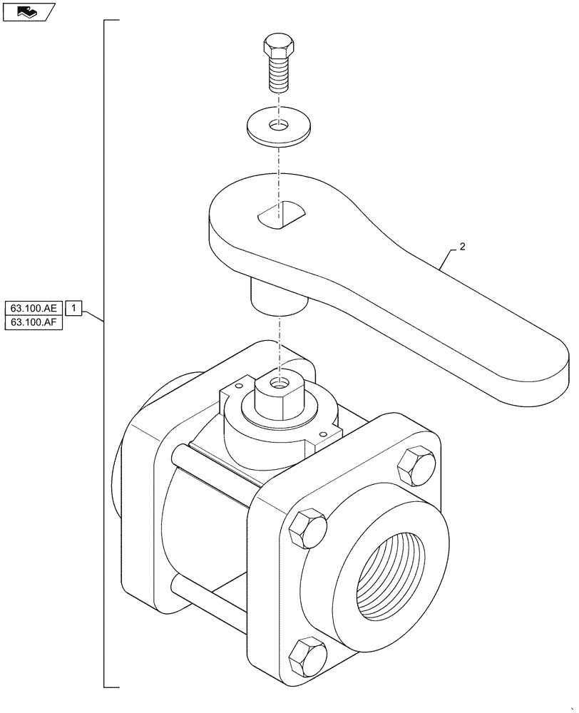 Схема запчастей Case IH 1625 - (63.100.AB[02]) - 1 1/2" BALL VALVE (63) - CHEMICAL APPLICATORS