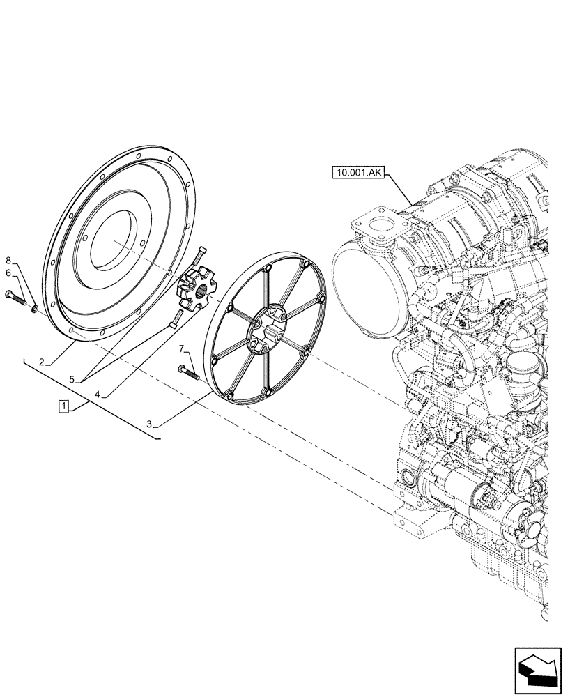 Схема запчастей Case IH FARMLIFT 525 - (10.102.BE) - ENGINE, FLYWHEEL, COVERS (10) - ENGINE