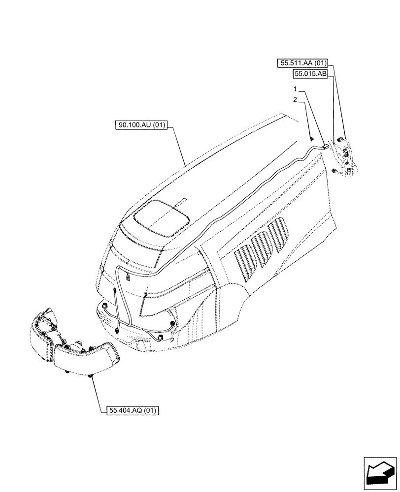 Схема запчастей Case IH PUMA 165 CVT - (55.511.AB) - HEADLAMP, WIRE HARNESS (55) - ELECTRICAL SYSTEMS