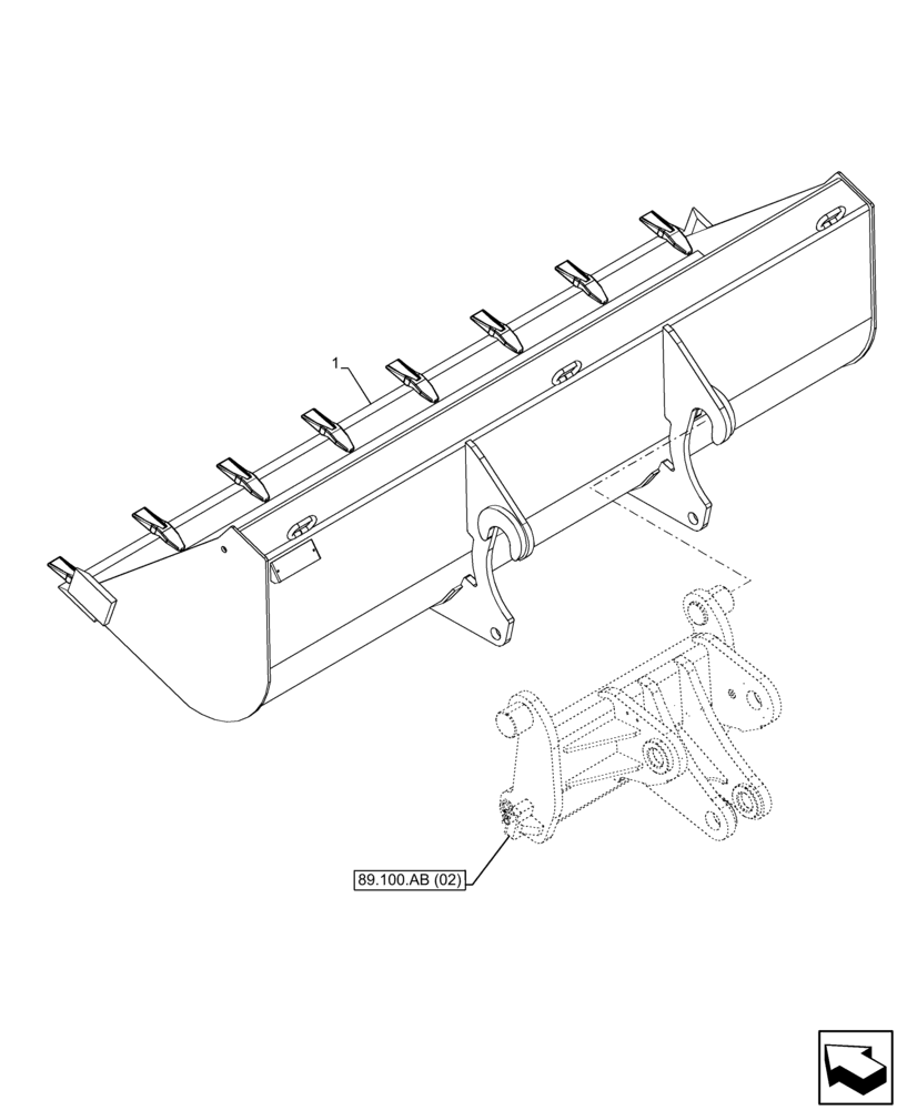 Схема запчастей Case IH FARMLIFT 935 - (84.100.AB [06]) - BUCKET (2450MM, 820L) (84) - BOOMS, DIPPERS & BUCKETS