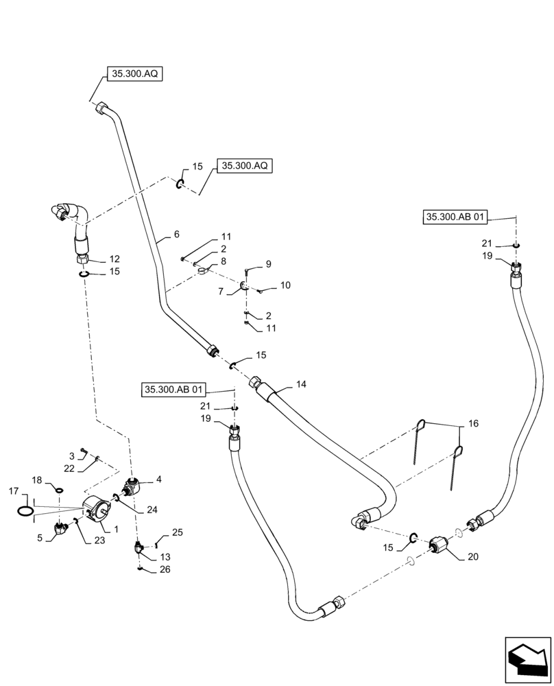 Схема запчастей Case IH PATRIOT 4440 - (35.104.AA[01]) - DEDICATED HYDRAULIC PUMP AND COOLER LINES, BSN YGT044001 (35) - HYDRAULIC SYSTEMS