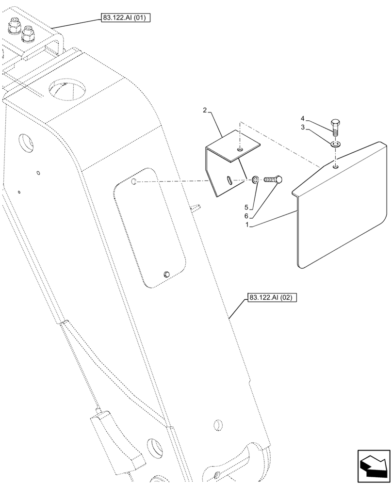 Схема запчастей Case IH FARMLIFT 742 - (88.100.AC) - VAR - 749277, 749374 - LICENSE PLATE, SUPPORT, BOOM (6 - 7M) (88) - ACCESSORIES