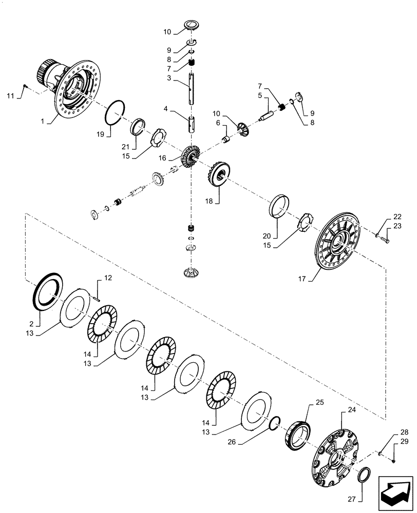 Схема запчастей Case IH QUADTRAC 470 - (27.106.AB[04]) - REAR AXLE DIFFERENTIAL, W/ DIFFERENTIAL LOCK (27) - REAR AXLE SYSTEM