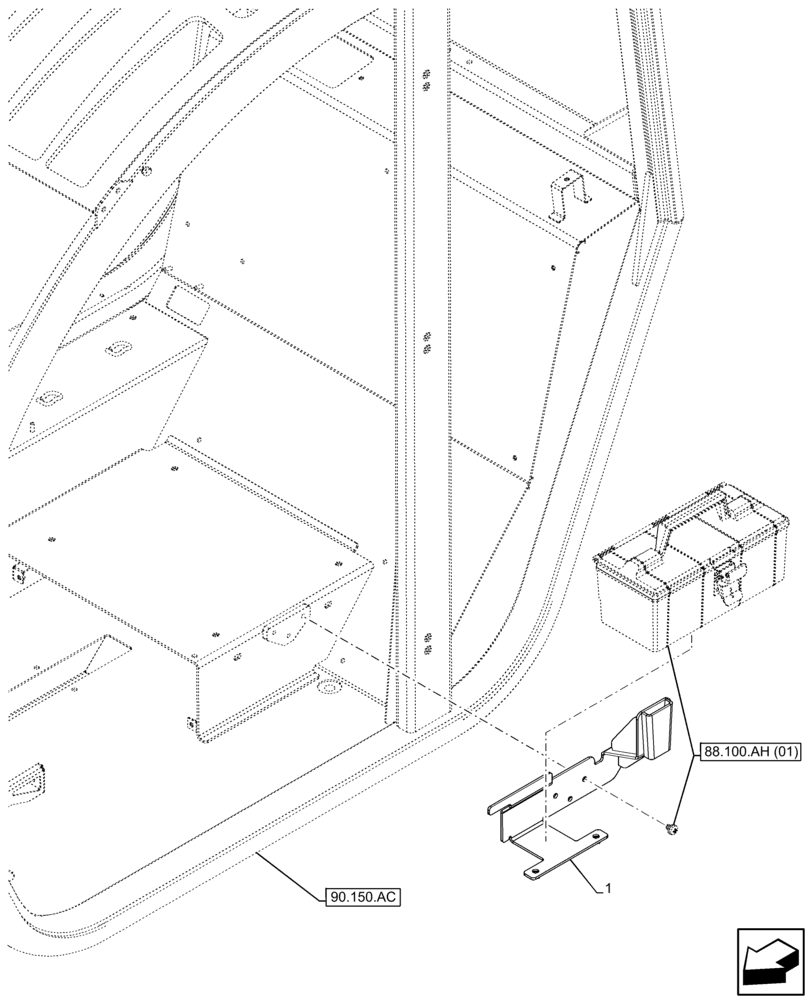 Схема запчастей Case IH FARMLIFT 632 - (88.100.AH[02]) - VAR - 749339, 749402 - BRACKET, TOOL BOX (88) - ACCESSORIES