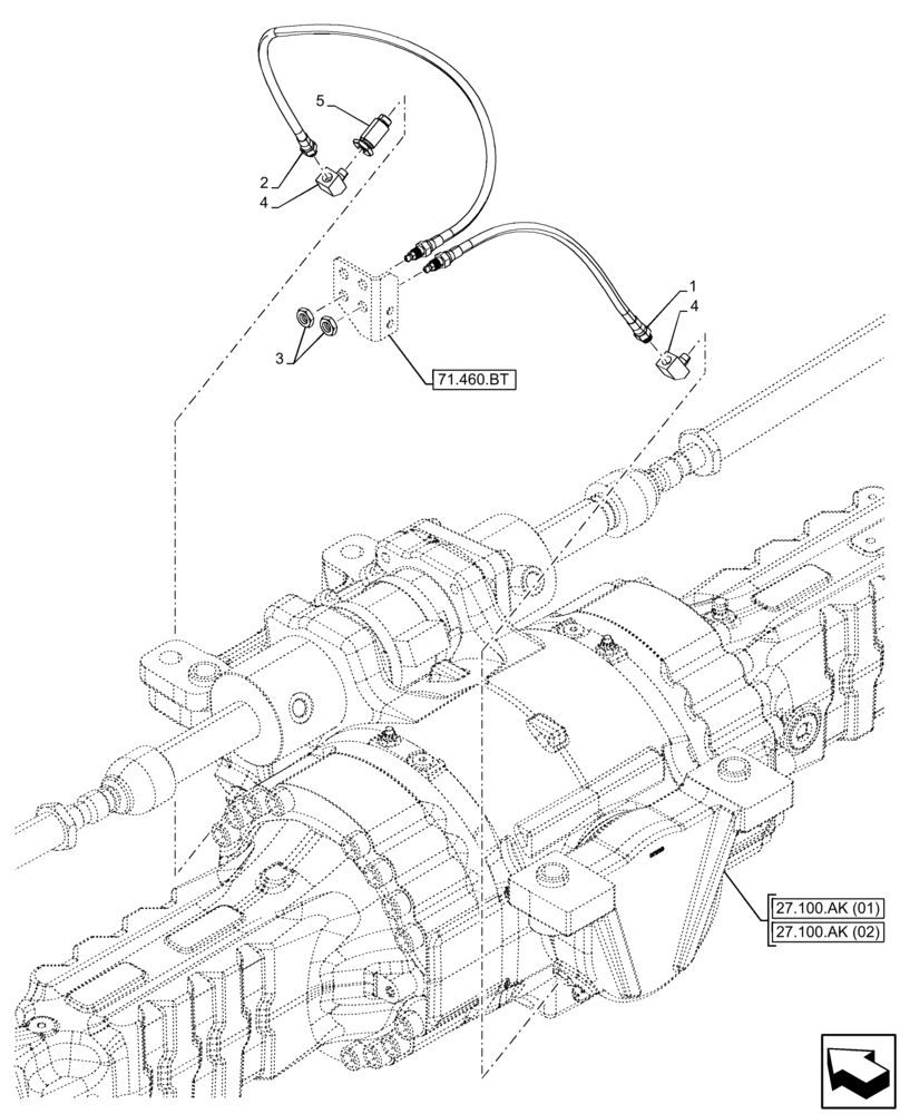 Схема запчастей Case IH FARMLIFT 935 - (71.460.AF[01]) - VAR - 749410 - LUBRICATION LINE, REAR AXLE (71) - LUBRICATION SYSTEM