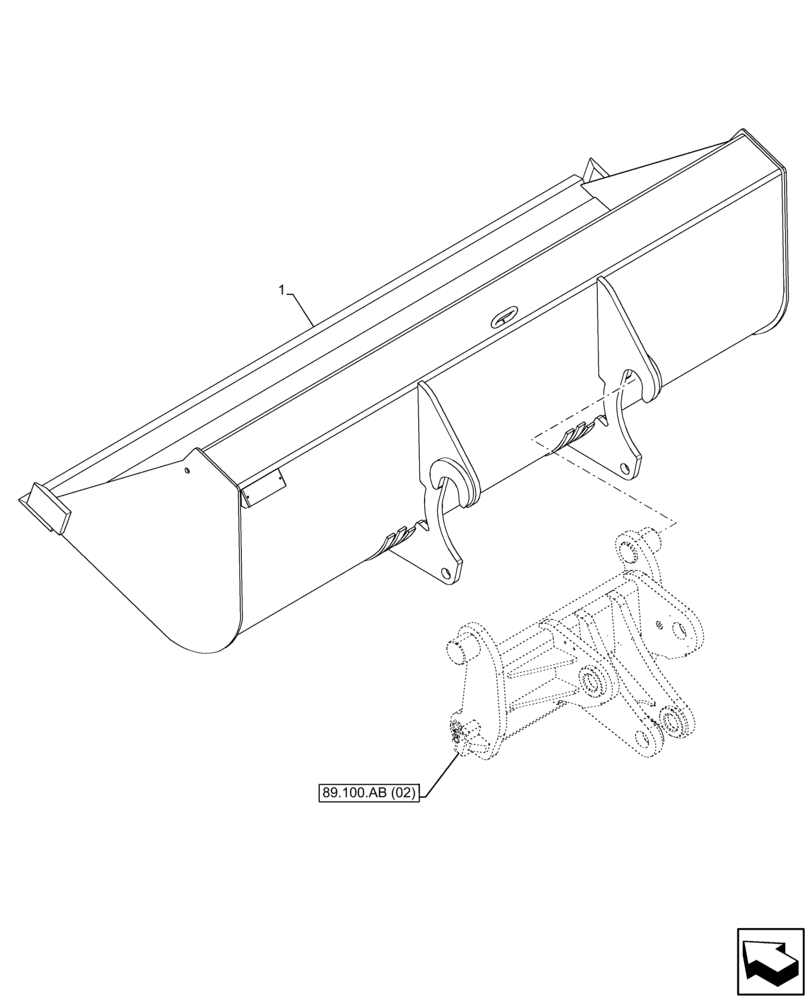 Схема запчастей Case IH FARMLIFT 742 - (84.100.AB [05]) - BUCKET (2450MM, 1140L) (84) - BOOMS, DIPPERS & BUCKETS