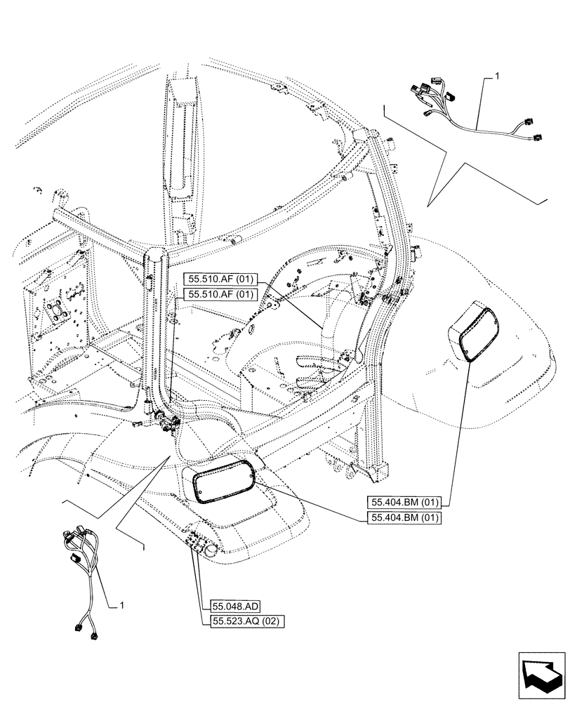 Схема запчастей Case IH PUMA 220 - (55.511.AI[02]) - VAR - 391146 - REAR LIGHT, HARNESS (55) - ELECTRICAL SYSTEMS