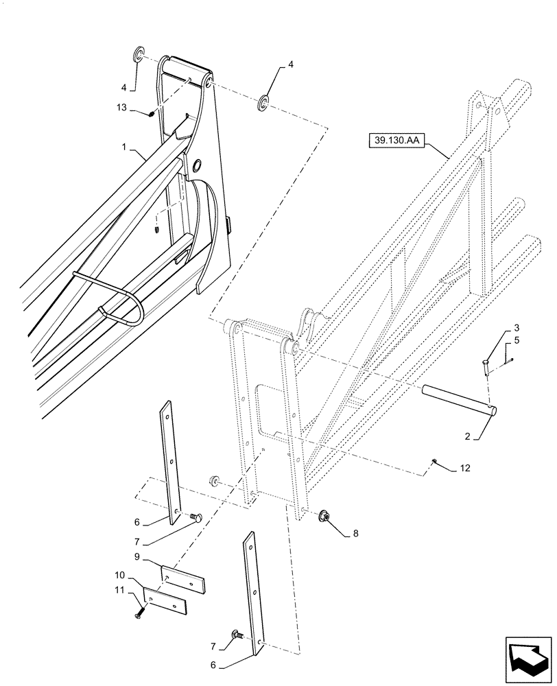 Схема запчастей Case IH PATRIOT 4440 - (39.130.AD[02]) - LH OUTER BOOM ASSY, 90/100 (39) - FRAMES AND BALLASTING