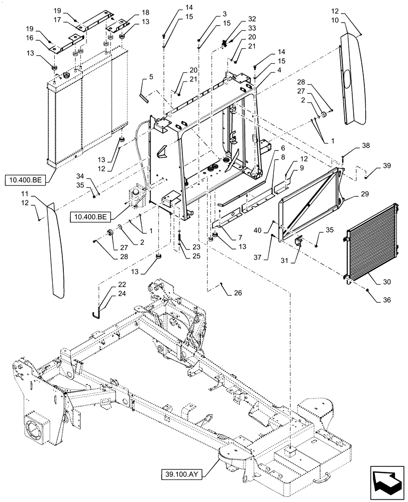 Схема запчастей Case IH WD2104 - (35.300.AB) - OIL COOLER BOX (35) - HYDRAULIC SYSTEMS