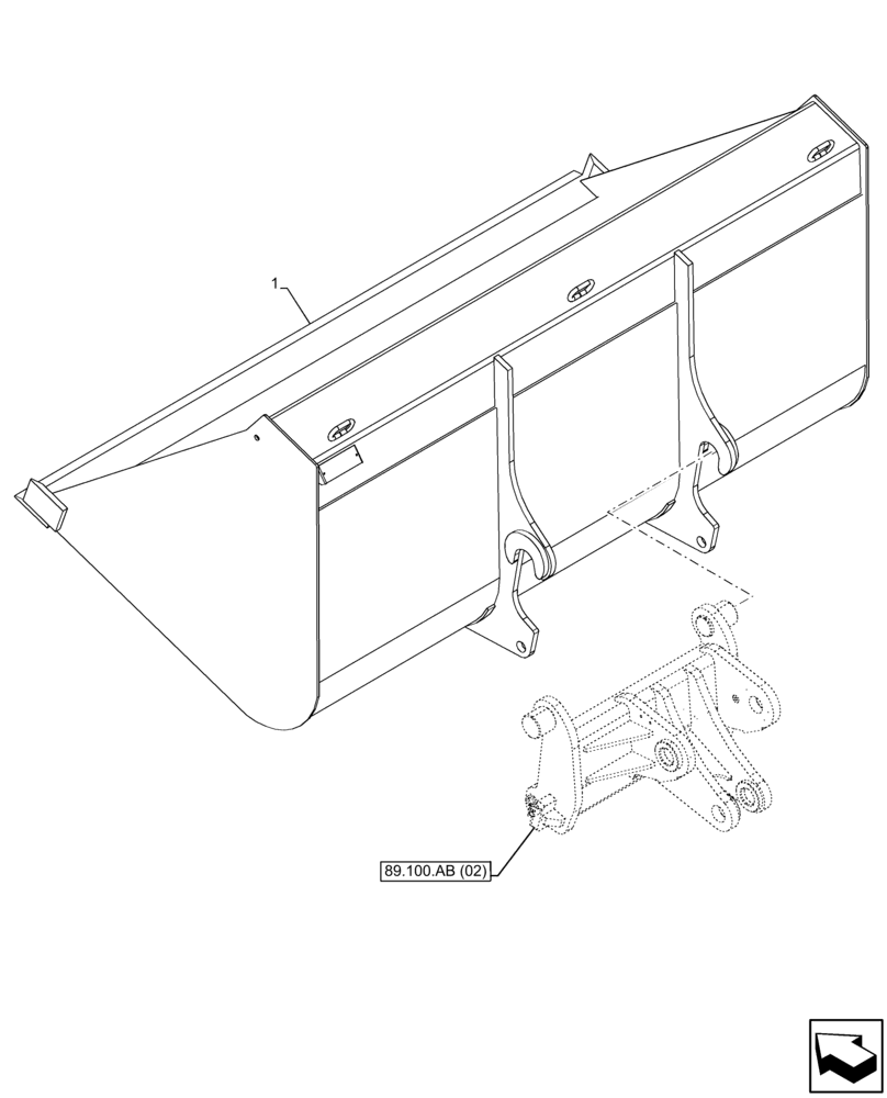 Схема запчастей Case IH FARMLIFT 935 - (84.100.AB [02]) - BUCKET (2450MM, 2400L) (84) - BOOMS, DIPPERS & BUCKETS