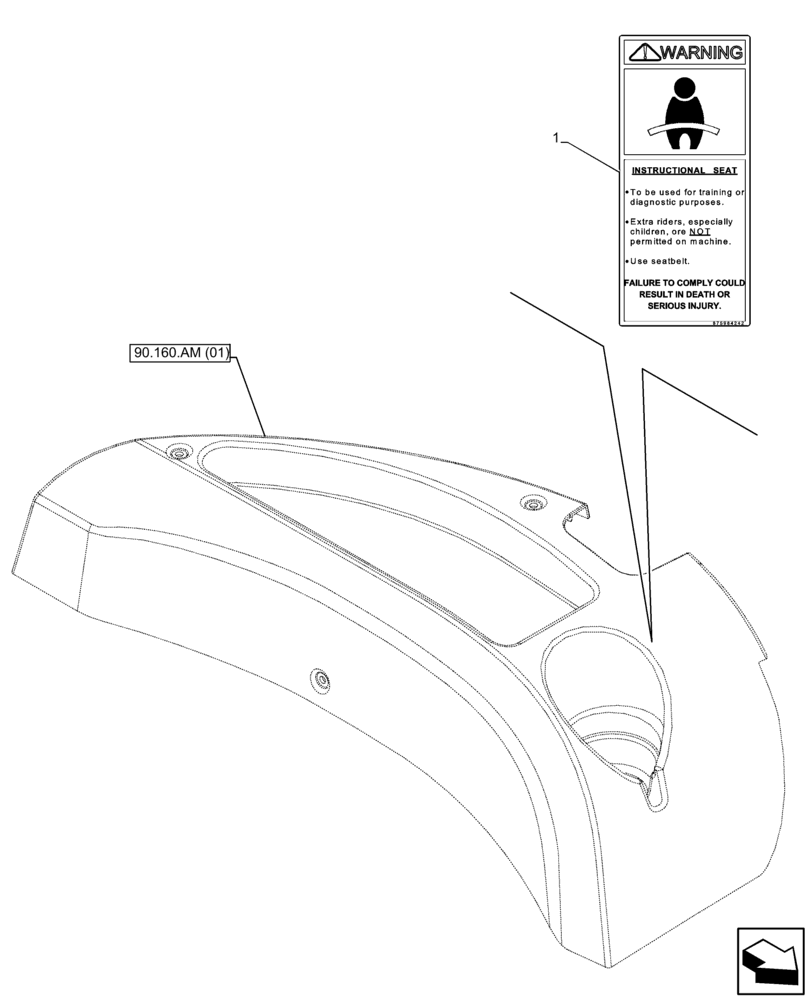 Схема запчастей Case IH FARMALL 75C - (90.108.AC[13]) - VAR - 334183, 335632, 335633, 744588 - DECAL, WARNING, SEAT, CAB (90) - PLATFORM, CAB, BODYWORK AND DECALS