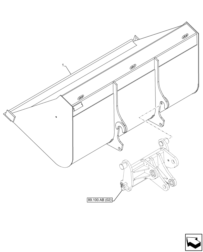 Схема запчастей Case IH FARMLIFT 742 - (84.100.AB [03]) - BUCKET (2450MM, 2400L) (84) - BOOMS, DIPPERS & BUCKETS