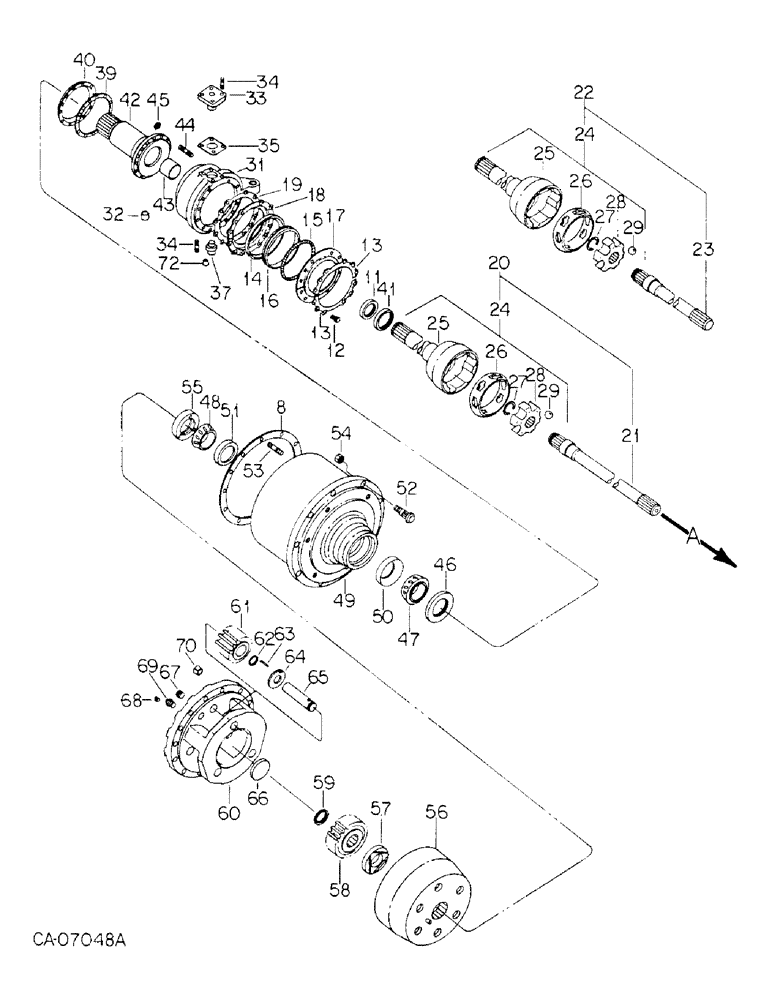 Схема запчастей Case IH HYDRO 186 - (07-56) - DRIVE TRAIN, PLANETARY STEERING AXLE, TRACTORS WITH ALL WHEEL DRIVE, SERIAL NO. 11080 AND ABOVE (04) - Drive Train