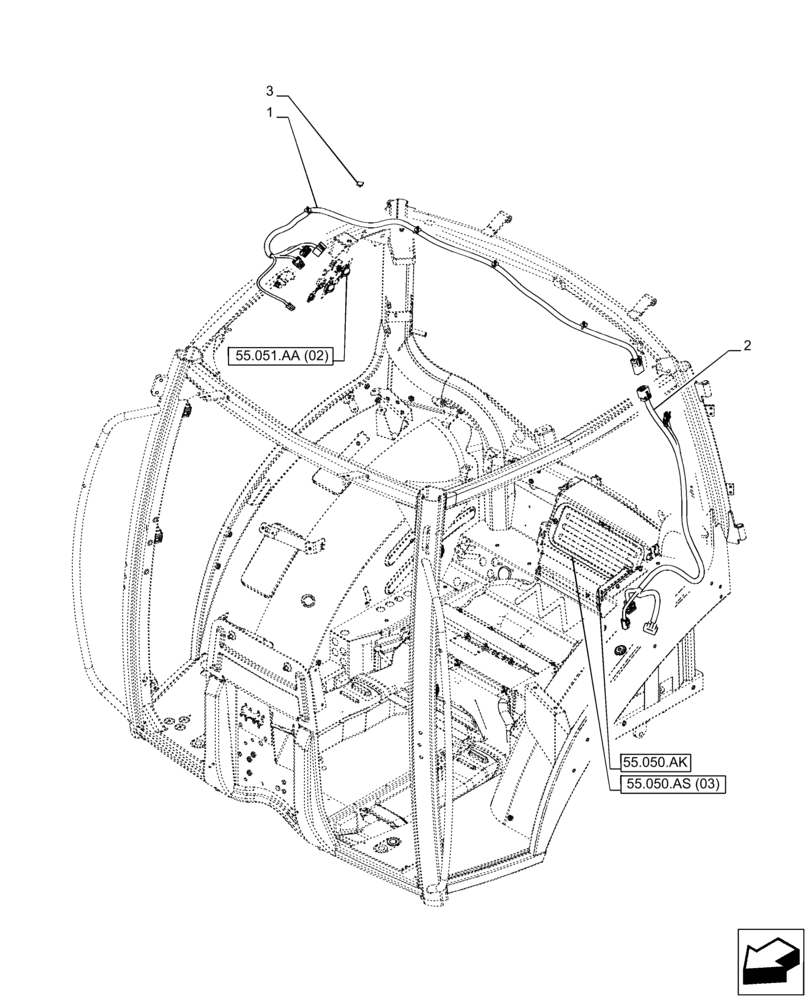 Схема запчастей Case IH PUMA 165 CVT - (55.050.AL[02]) - VAR - 758256, 758258, 758259, 758260, 758261, 758262, 758263, 758264, 758265 - AIR CONDITIONING WITH ATC, HARNESS - END YR 15-JUN-2015 (55) - ELECTRICAL SYSTEMS