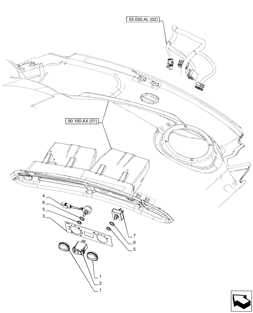 Схема запчастей Case IH PUMA 185 - (55.051.AA[02]) - VAR - 758256, 758258, 758259, 758260, 758261, 758262, 758263, 758264, 758265 - AIR CONDITIONING WITH ATC, CONTROL PANEL - END YR 15-JUN-2015 (55) - ELECTRICAL SYSTEMS