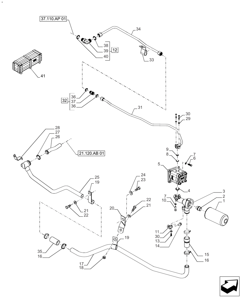 Схема запчастей Case IH FARMALL 130A - (35.100.BI[01]) - VAR - 330173, 719823 - HYDRAULIC LIFT, CYLINDER (35) - HYDRAULIC SYSTEMS