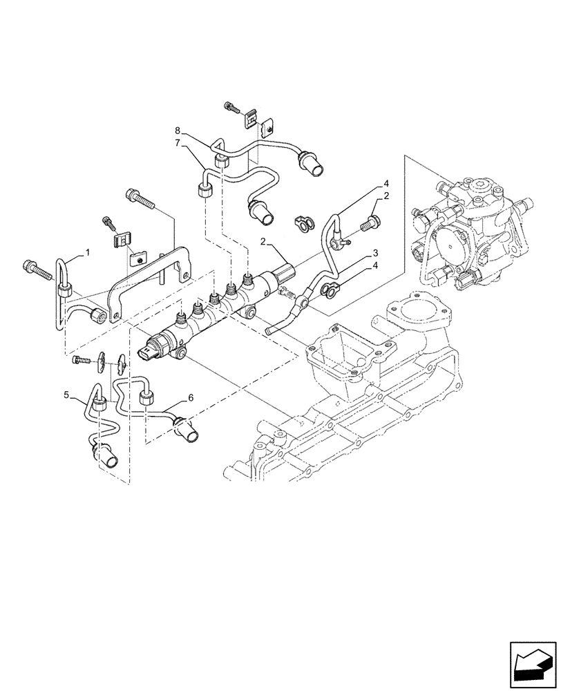 Схема запчастей Case IH FARMLIFT 525 - (10.218.AE[02]) - ENGINE, INJECTION PIPE (10) - ENGINE