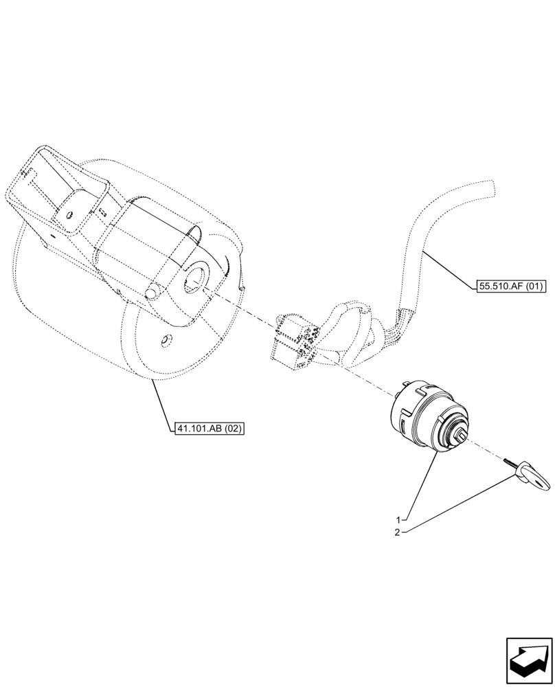 Схема запчастей Case IH FARMLIFT 935 - (55.201.AH) - IGNITION SWITCH (55) - ELECTRICAL SYSTEMS