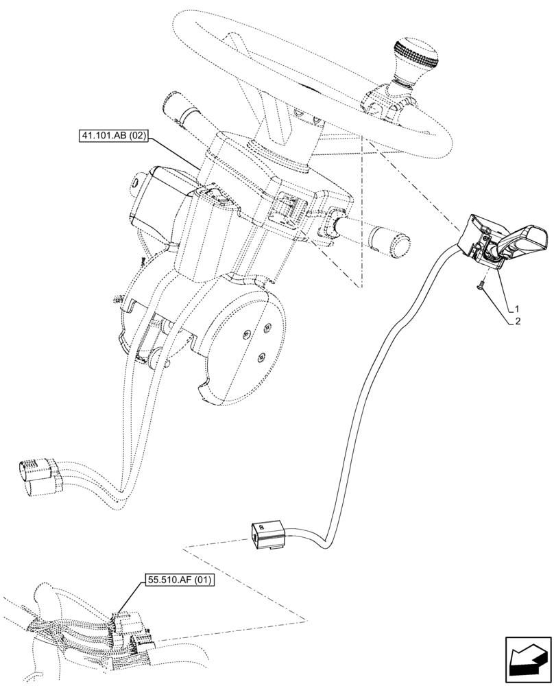 Схема запчастей Case IH FARMLIFT 632 - (55.513.AC) - TRANSMISSION, CONTROL, SWITCH (55) - ELECTRICAL SYSTEMS