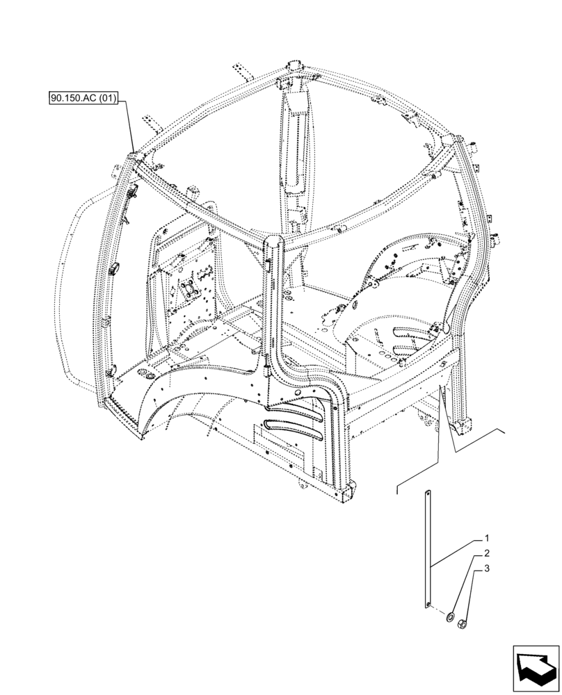 Схема запчастей Case IH PUMA 185 CVT - (55.100.BE[01]) - VAR - 332722, 332723, 392114, 392115 - CAB, GROUND STRAP (55) - ELECTRICAL SYSTEMS