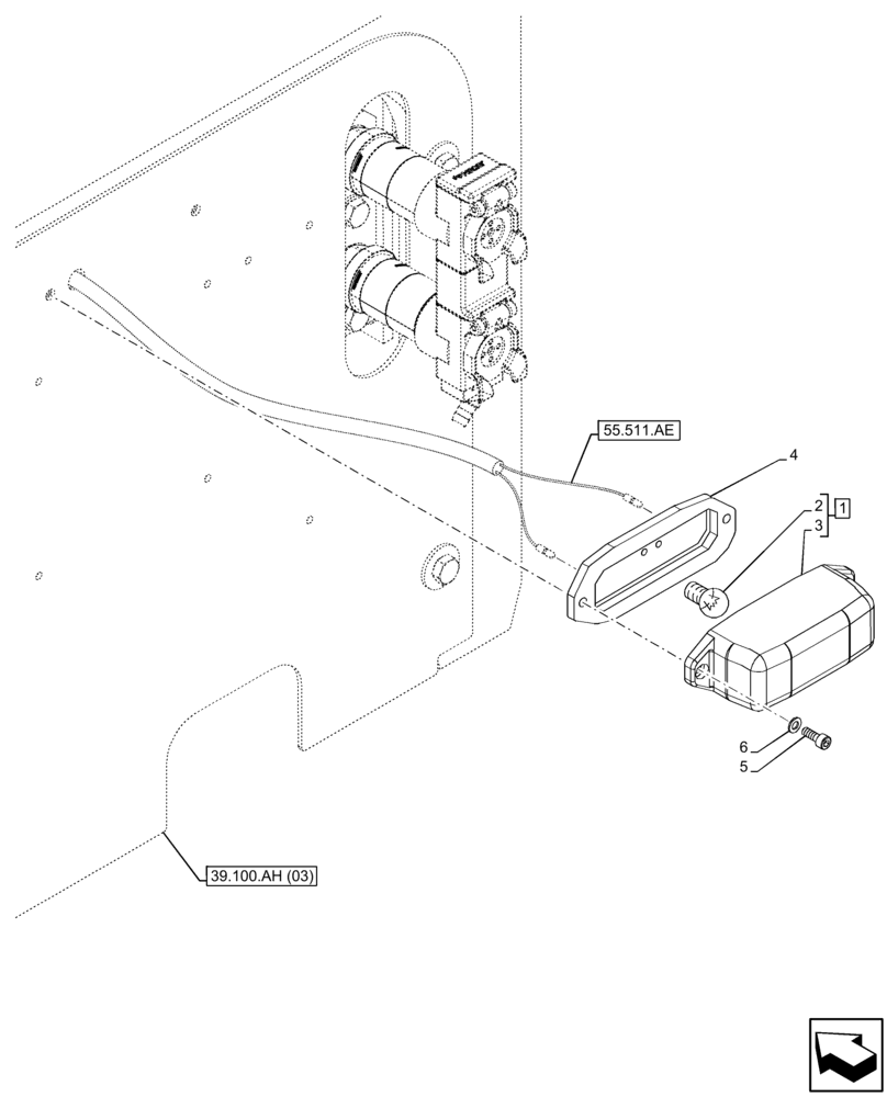 Схема запчастей Case IH FARMLIFT 635 - (55.404.BA) - VAR - 749280. 749396, 749727, 749728 - LICENSE PLATE LIGHT (55) - ELECTRICAL SYSTEMS