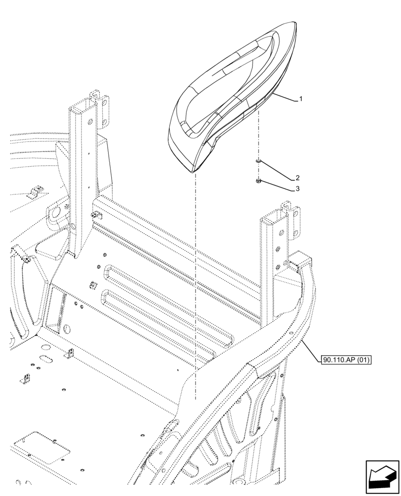 Схема запчастей Case IH FARMALL 75C - (90.116.AC[12]) - VAR - 334190 - 335744 - FRAME, ROPS, LINING, W/O CAB (90) - PLATFORM, CAB, BODYWORK AND DECALS