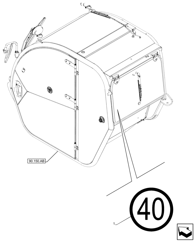 Схема запчастей Case IH FARMLIFT 742 - (90.108.AE[02]) - VAR - 749396, 749727, 749728 - DECAL, MAX SPEED, WINDOW, REAR (90) - PLATFORM, CAB, BODYWORK AND DECALS