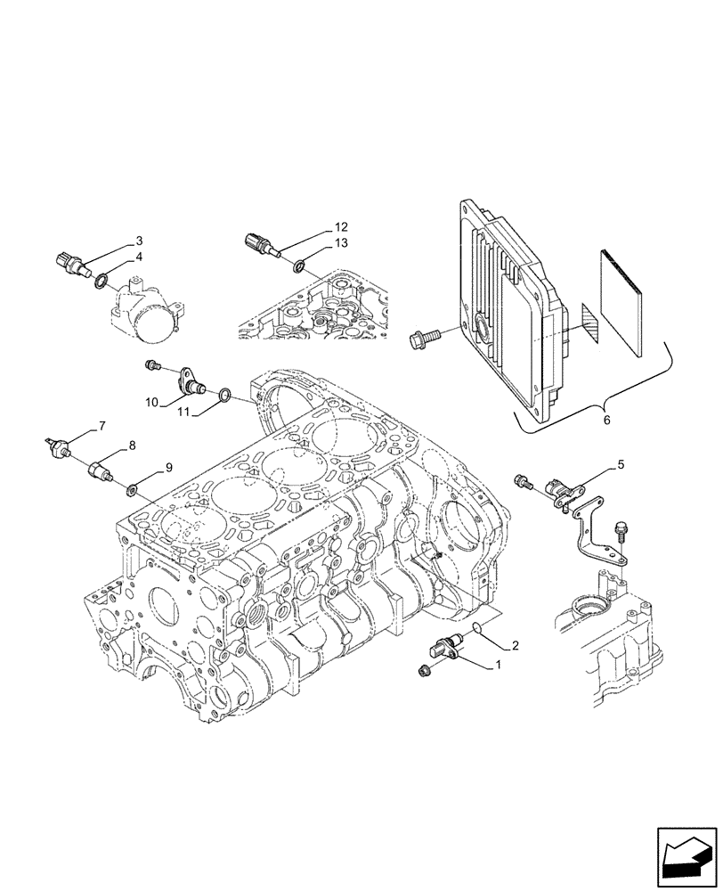 Схема запчастей Case IH FARMLIFT 525 - (55.010.AA[01]) - SENSOR, ENGINE (55) - ELECTRICAL SYSTEMS