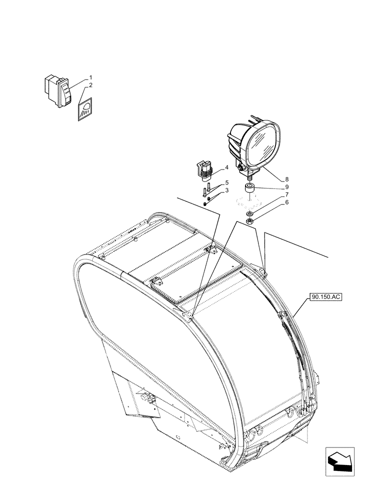 Схема запчастей Case IH FARMLIFT 525 - (55.404.BS[02]) - WORK LIGHT, FRONT (55) - ELECTRICAL SYSTEMS