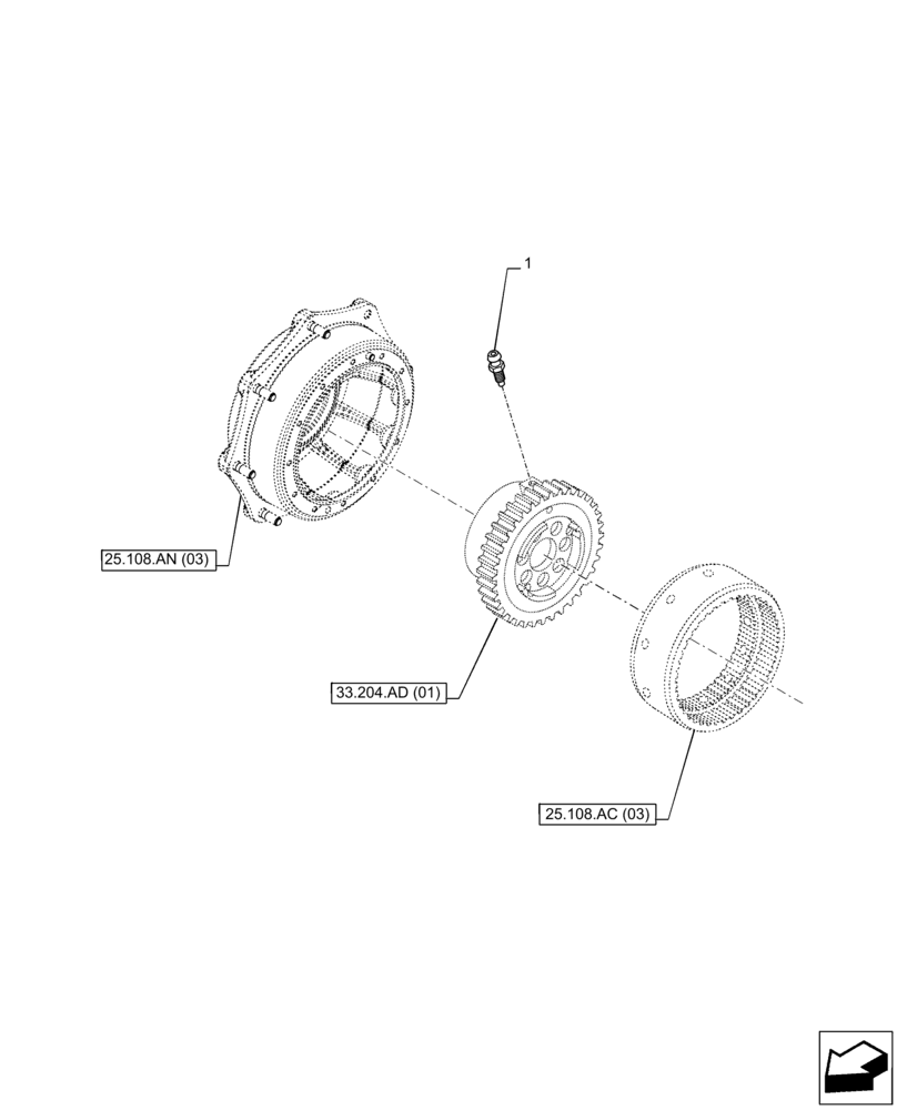 Схема запчастей Case IH PUMA 240 CVT - (33.204.AB[01]) - VAR - 758049 - FRONT AXLE, SUSPENDED, BLEED SCREW (33) - BRAKES & CONTROLS