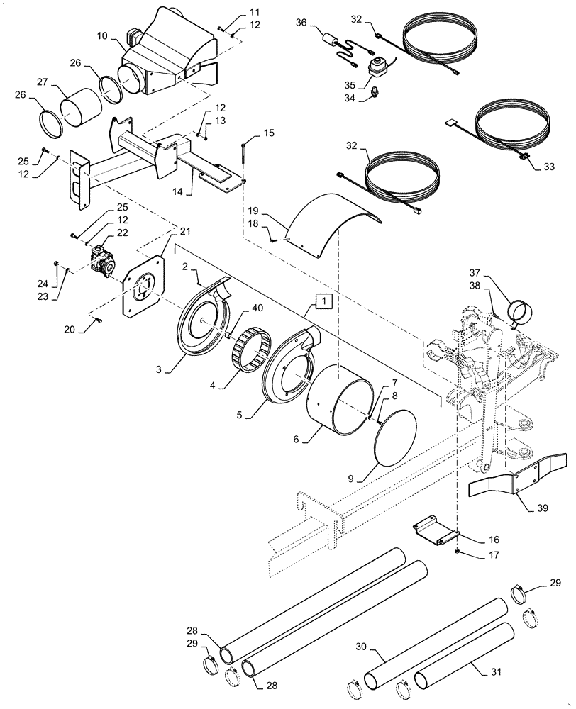 Схема запчастей Case IH 1625 - (77.904.AA[05]) - FAN TO FRAME (77) - SEEDING/PLANTING