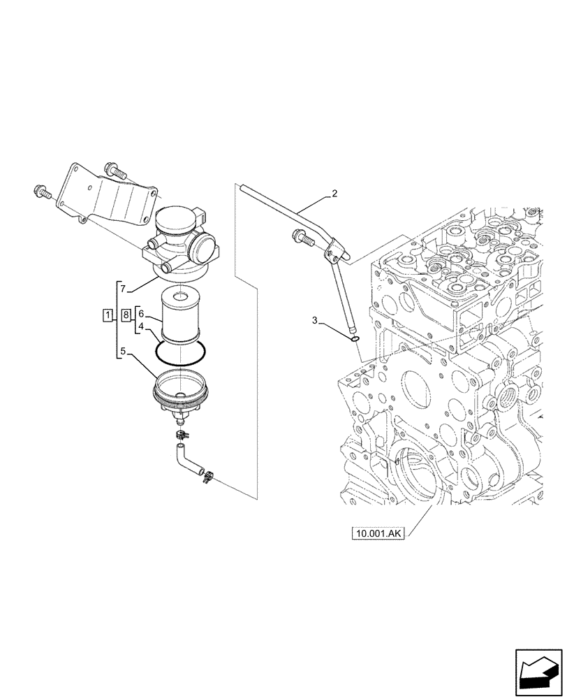 Схема запчастей Case IH FARMLIFT 525 - (10.304.AE[01]) - ENGINE, OIL FILTER (10) - ENGINE