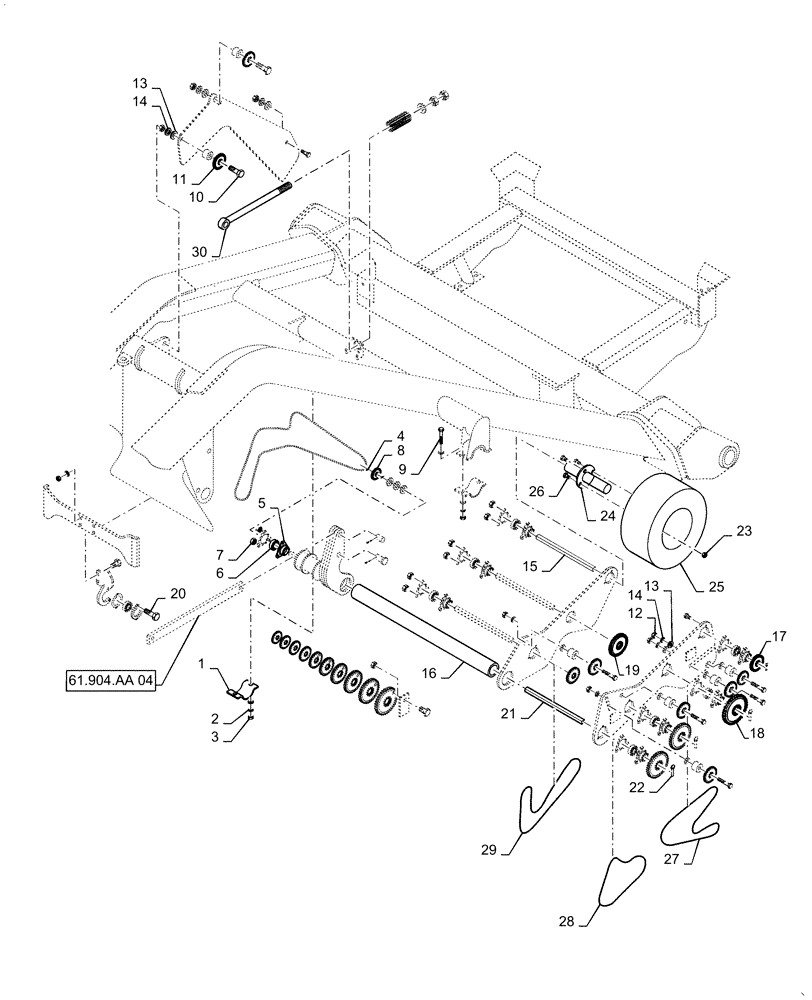 Схема запчастей Case IH 1625 - (61.904.AA[03]) - CONTACT WHEEL DRIVE (61) - METERING SYSTEM