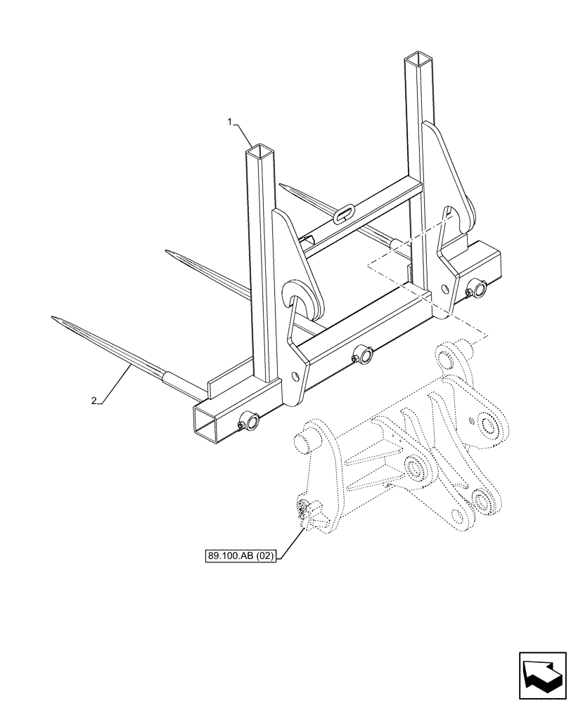 Схема запчастей Case IH FARMLIFT 935 - (89.750.AA[05]) - FORK (89) - TOOLS