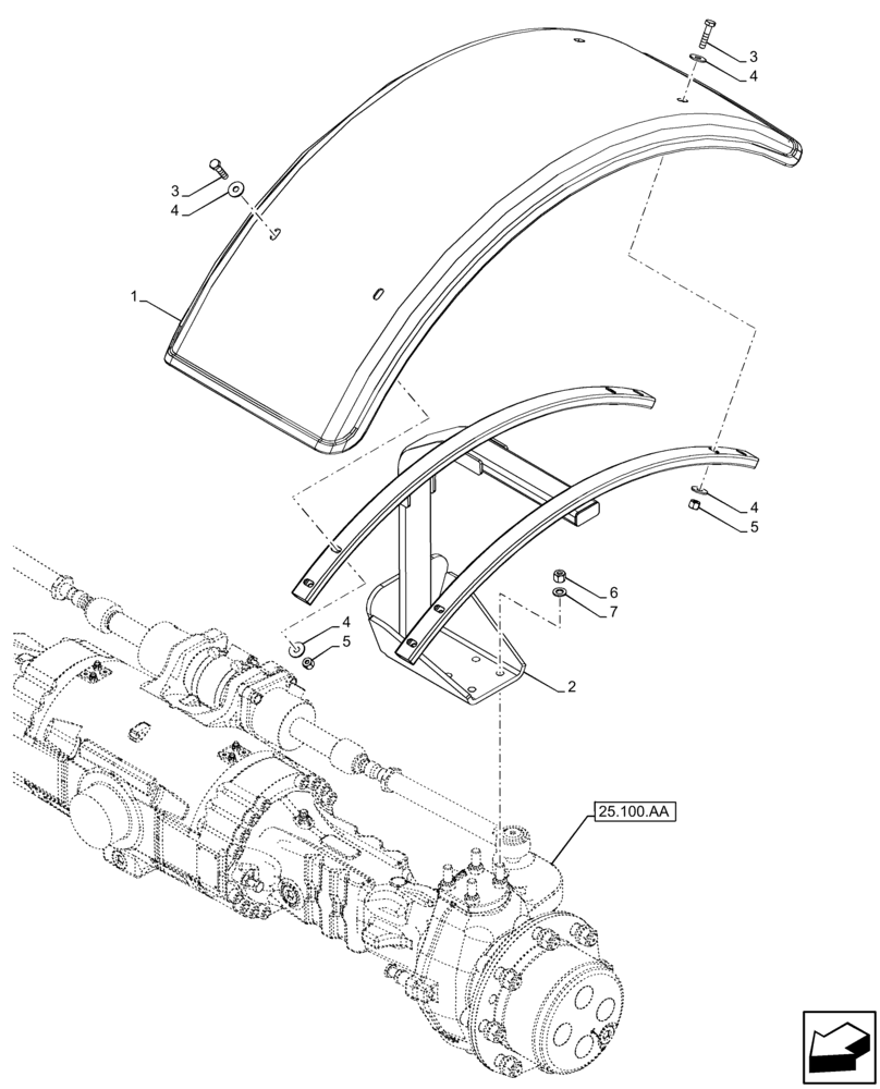 Схема запчастей Case IH FARMLIFT 935 - (90.116.AC[03]) - VAR - 8571326, 8574070, 8574073 - FRONT FENDER (90) - PLATFORM, CAB, BODYWORK AND DECALS