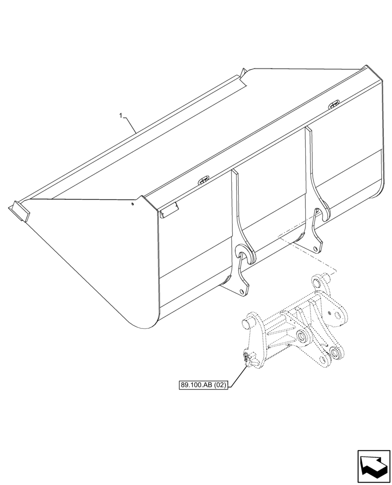 Схема запчастей Case IH FARMLIFT 935 - (84.100.AB [01]) - BUCKET (2450MM, 3060L) (84) - BOOMS, DIPPERS & BUCKETS