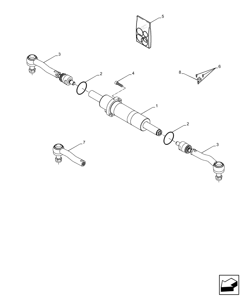 Схема запчастей Case IH FARMLIFT 525 - (41.216.AO) - STEERING CYLINDER & TIE ROD (41) - STEERING