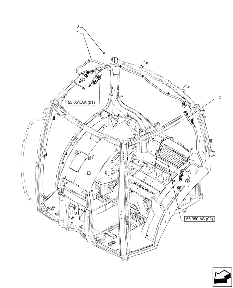 Схема запчастей Case IH PUMA 150 CVT - (55.050.AL[01]) - VAR - 391176, 758255, 758257 - AIR CONDITIONER, HARNESS - END YR 15-JUN-2015 (55) - ELECTRICAL SYSTEMS